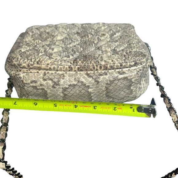 Inge Christopher Genuine Snakeskin Quilted Crossbody Bag Gunmetal Chain Luxury - Picture 9 of 13